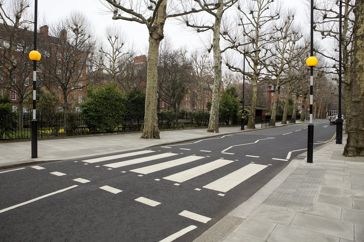 A British Zebra crossing, with Belisha beacons, for the uninitiated